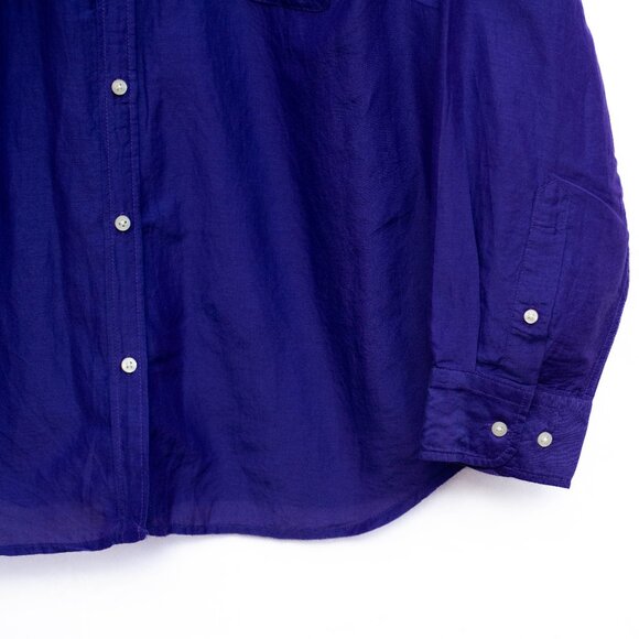 Ralph Lauren Shirt Women’s 1X Purple Cotton Silk Button Up Blouse Preppy Classic - Picture 2 of 7